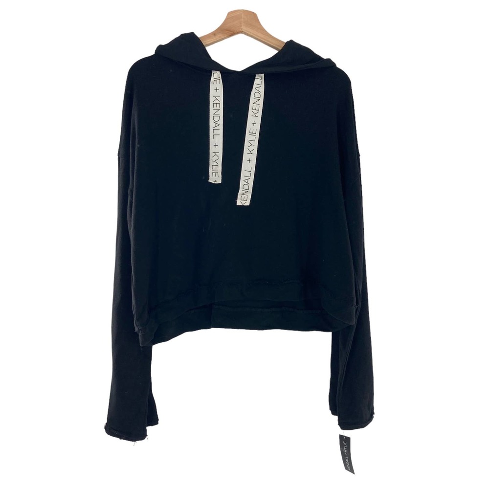 Kendall + Kylie Hoodie Sweatshirt in Black Logo Drawstring